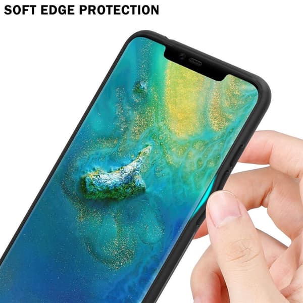 Deksel til Huawei MATE 20 PRO Silikondeksel av TPU-silikon og bakside av herdet glass