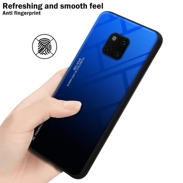 Deksel til Huawei MATE 20 PRO Silikondeksel av TPU-silikon og bakside av herdet glass