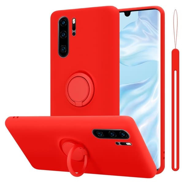 Huawei P30 PRO Skal Fodral Mobilskydd av flexibelt TPU-silikon med ring Skyddsfodral Case Cover LIQUID RÖD