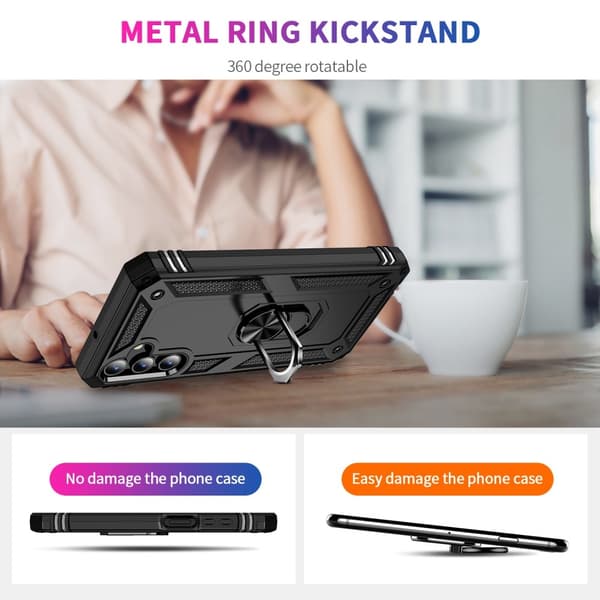 Samsung Galaxy A15 5G Skal Armor Ring Hybrid Svart