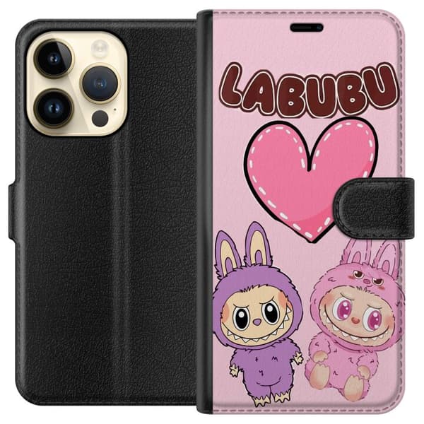 Apple iPhone 14 Pro Lompakkokotelo Labubu Pink Monster