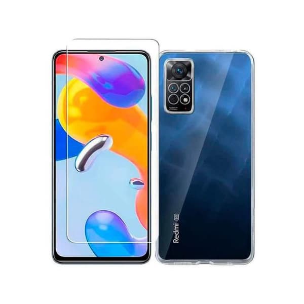 Skyddande glas i härdat glas + transparent hybridfodral Xiaomi Redmi Note 11 Pro / Note 11 Pro 5G
