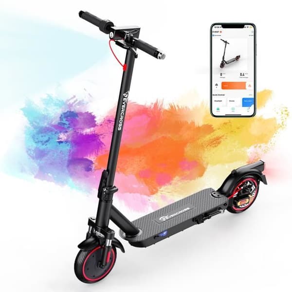 EVERCROSS EV85F 8,5" hopfällbar elektrisk skoter för vuxna med APP 350W 3 hastighetsläge dubbla bromsar och stötdämpare LCD-skärm