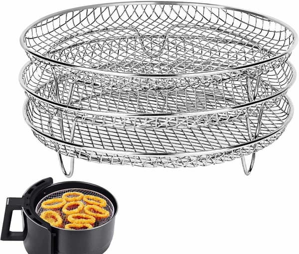 3kpl Airfryer Rack Airfryer Basket Lokero Ruostumaton teräs Airfryer