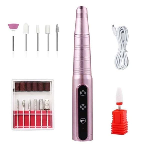 Professionell nagelborr, bärbar USB elektrisk nagelborr, elektrisk nagelfil, rosa