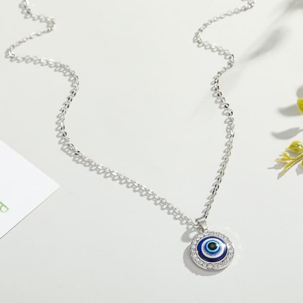 Evil eye - necklace with rhinestones, silver and gold protect nazar Silver Evil eye - necklace with rhinestones, silver and gold protect nazar Silver
