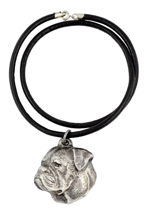 Amerikansk bulldog - halsband med hund, silverpläterat hänge för en hundfantast, unika Art-Dog-smycken
