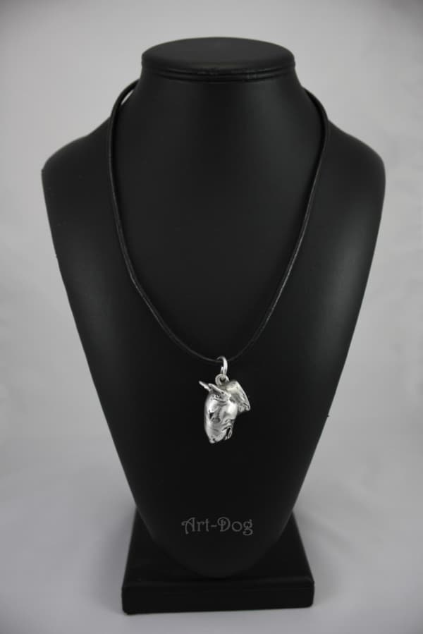 Bull terrier, Bull Terrier V - halsband med hund, silverpläterat hänge för en hundfantast, unika Art-Dog smycken