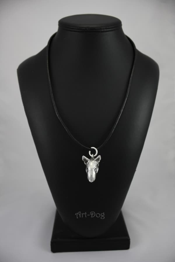 Bull terrier, Bull Terrier V - halsband med hund, silverpläterat hänge för en hundfantast, unika Art-Dog smycken