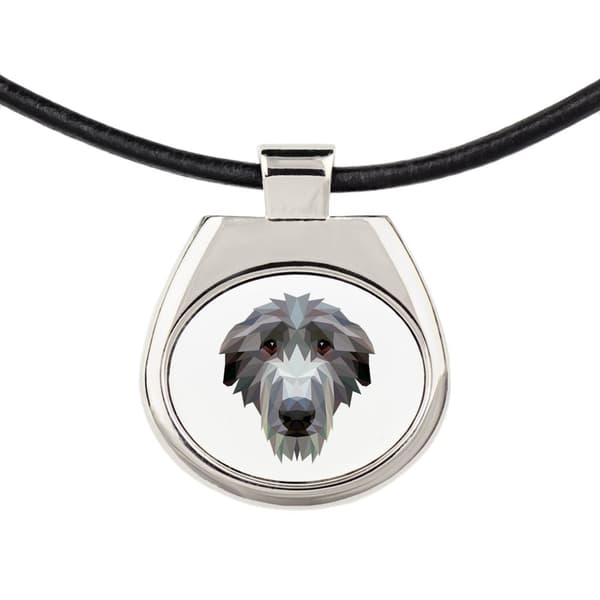 Scottish Greyhound, Deerhound - halsband med ett foto och en geometrisk inskription av Art-Dog