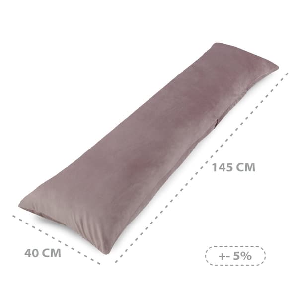 Sivuvuode tyyny samettipäällyksellä 40 x 145 cm - Comfort tyynyn puolella nukkujan vartalotyyny kyljessä nukkuja pinkki