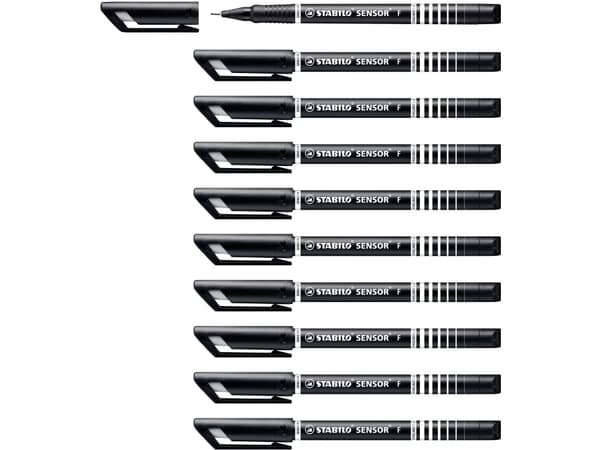 Fineliner Stabilo Sensor 189 sort 0,3 mm - (10 stk.)