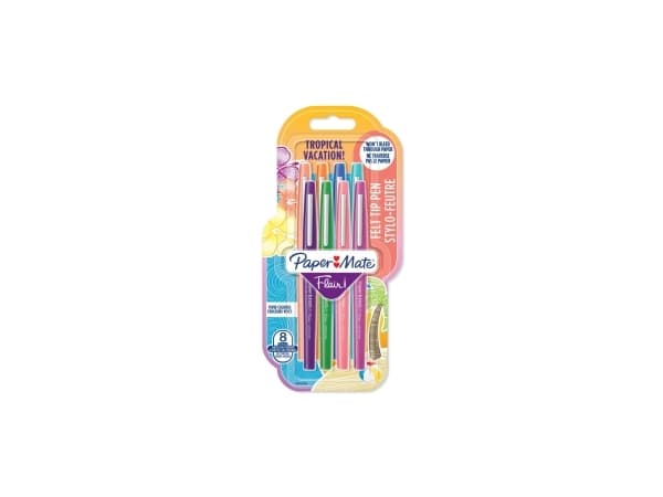 Papermate Flair, Medium, 8 farger, Flerfarget, Pensel tupp, 0,7 mm, Flerfarget