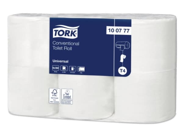 Toalettpapper Tork Universal T4 2-lagers 45m 100777 42 rullar/kvadrat Oblekt 353x118x198mm (42 rullar)