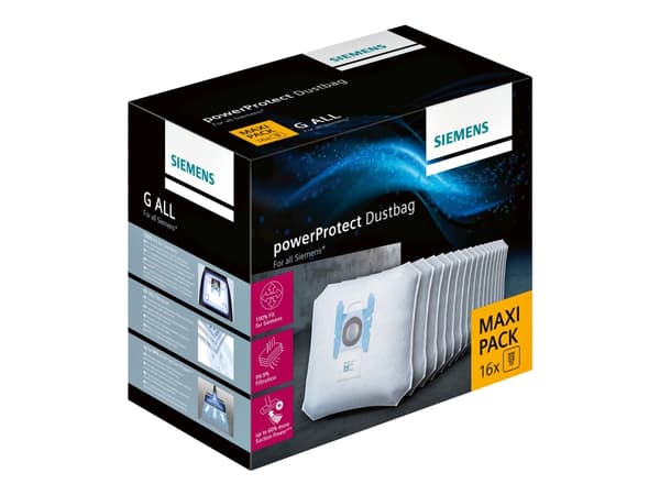 Siemens PowerProtect VZ16GALL - Pose - for støvsuger (en pakke 16) - for Q5.0 allergy; Z7.0 allergyPlus; Z7.0 family allergyPlus