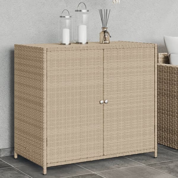 The Living Store Puutarhan säilytyskaappi beige 83x45x76 cm polyrottinki -  Ulkotilan säilytyslaatikot