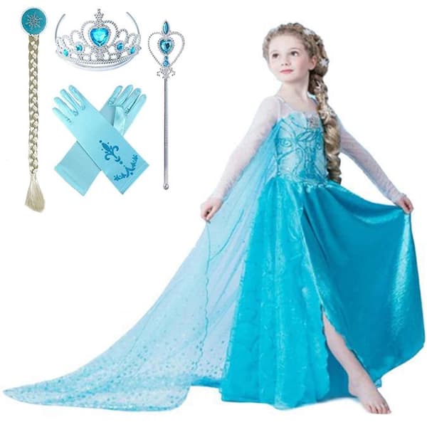 Elsa Princess mekko +4 lisätarviketta 110 cm Elsa Princess mekko +4 lisätarviketta 110 cm