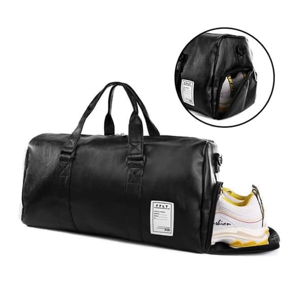 17L Väska med Skofack Skinn – Weekendbag Träningsväska – Svart