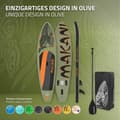 Miniatyrbillede 6 af 8: ECD Germany Oppusteligt Stand Up Paddle Board Makani | 320 x 80 x 15 cm | Oliven | PVC | op til 120 kg | Pumpe Bæretaske Tilbehør | SUP Board