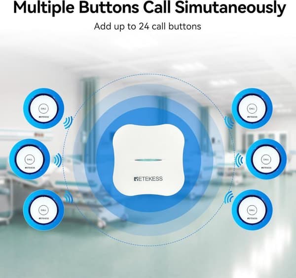 Retekess TH011 WiFi trådlöst smart personsökarsystem, Life Alert Systems, för vårdgivare, äldre