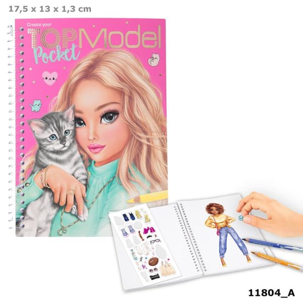 Top Model Pysselbok Fick POCKET med stickers CRISTY ROSA KATT