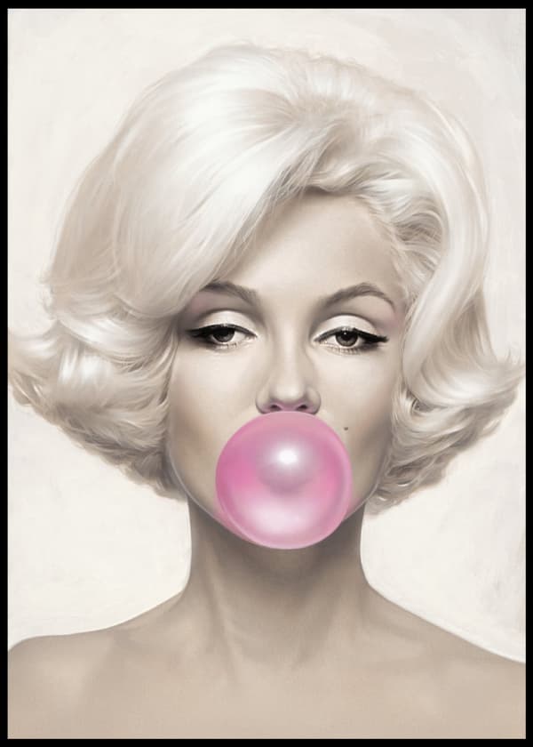 MARILYN MONROE BUBBLEGUM PLAKAT 21x30cm MARILYN MONROE BUBBLEGUM PLAKAT 21x30cm