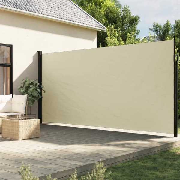 vidaXL Indragbar sidomarkis gräddvit 200x500 cm -  Parasoll & solskydd