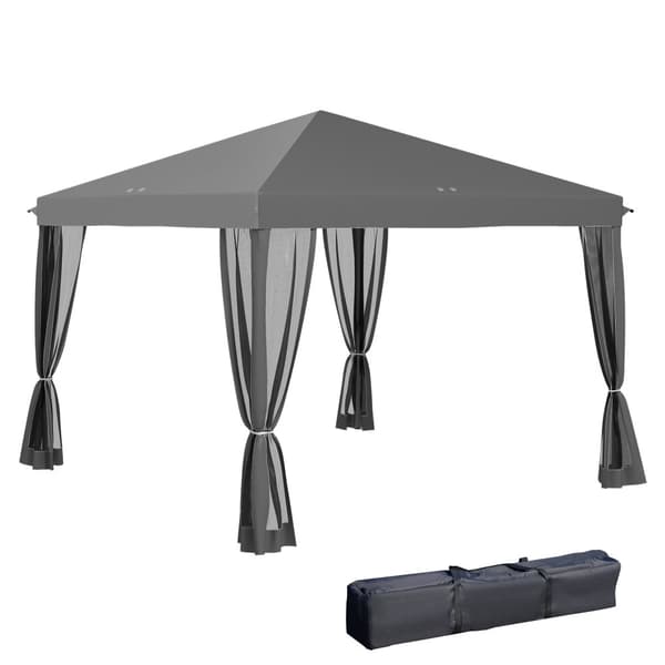 Foldbar Pavillon, 2.95x2.95x2.6 m, Lys Grå