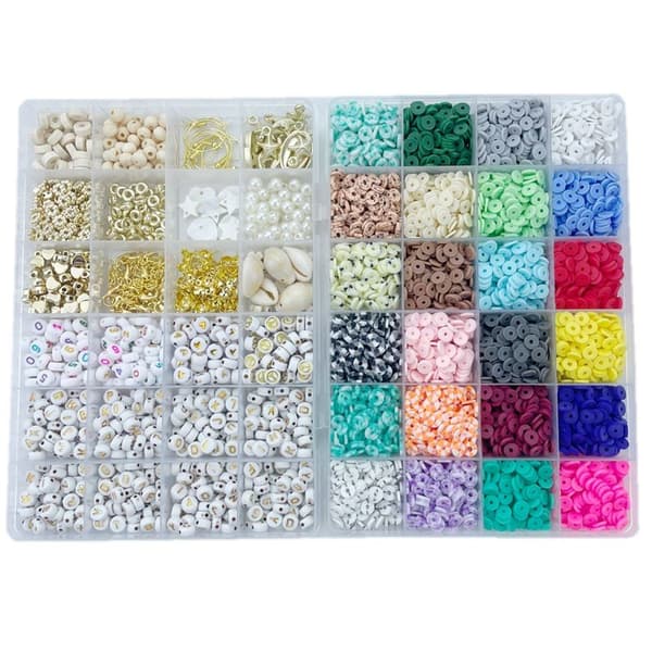 Clay Beads / Heishi Beads Bohemian Kit - KREA DIY Smykkesett med forskj. perler - 6000 stk