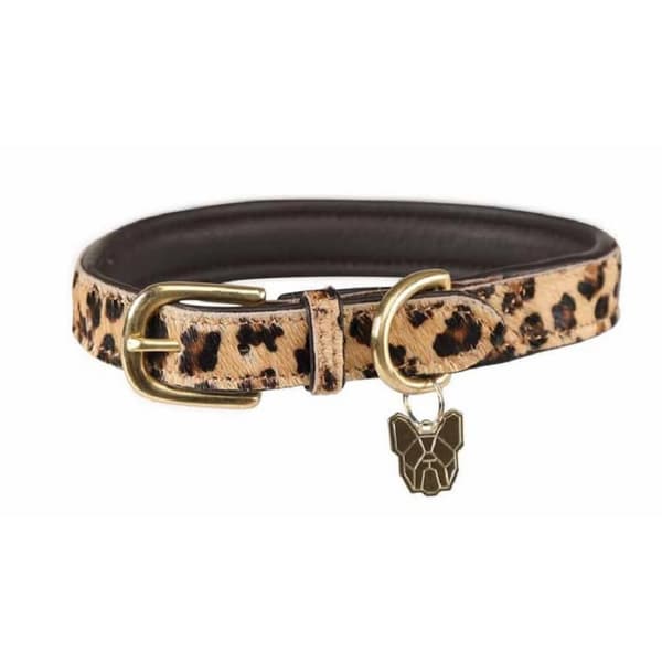 Digby & Fox Leopard Print kohår læder hund halsbånd