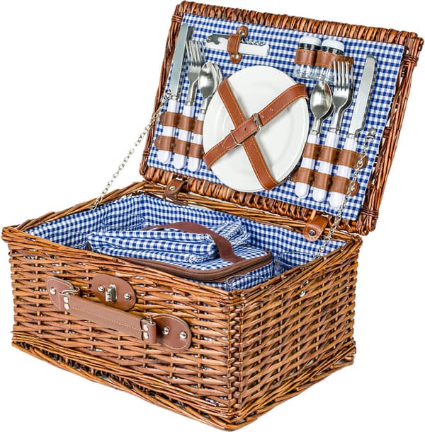 Picnickurv håndlavet 4-personers + service & termopose