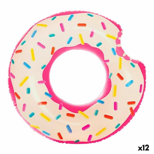 Oppblåsbart hjul Intex Donut Rosa 107 x 99 x 23 cm (12 enheter)