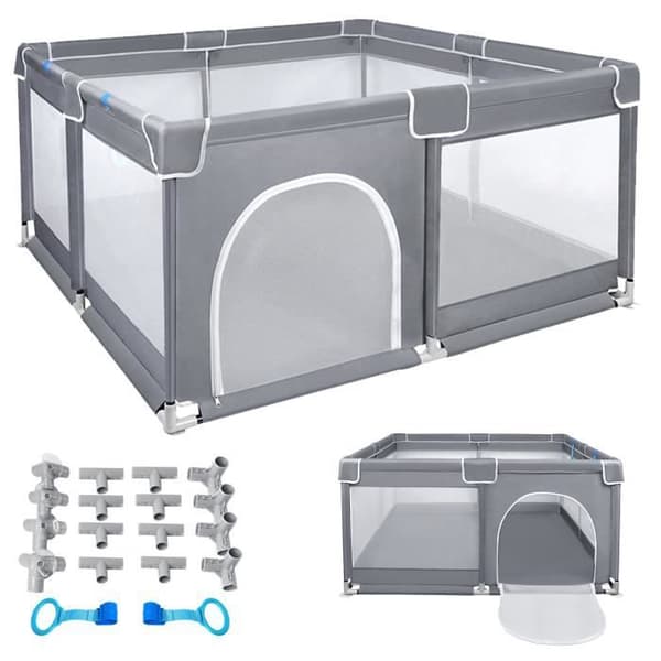 XMTECH Baby lekhage - Aktivitetscenter - 127 x 127 x 68 cm - Skyddsgaller för barn - Med halkfri bas XMTECH Baby lekhage - Aktivitetscenter - 127 x 127 x 68 cm - Skyddsgaller för barn - Med halkfri bas
