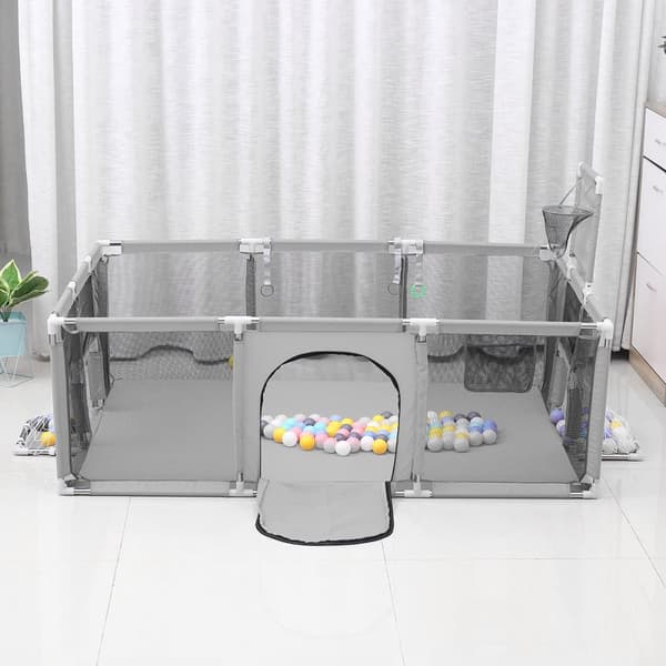 Lekhage Baby Ball Pit Lekhage 181x122x61cm Baby Toy Play Yard, Grå