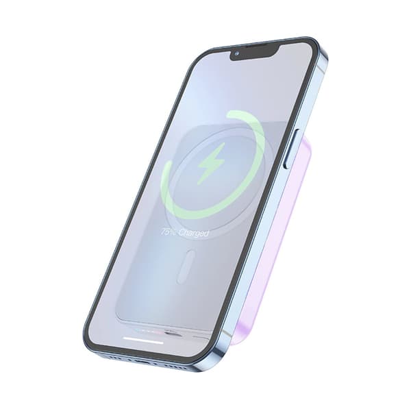 Powerbank Magnetisk med Trådlös Laddning 10000 mAh - Lila