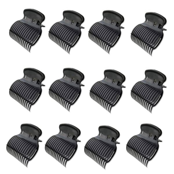 INF Styling clips hår rulleklips, klo klips, rulle clips 12 deler Sort