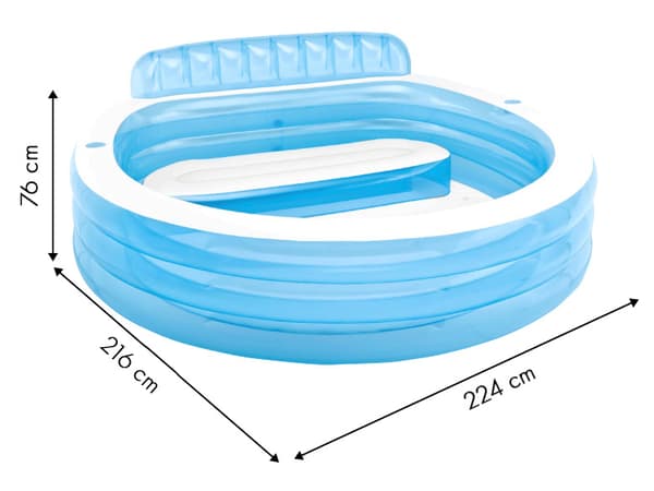 INTEX - oppustelig pool - med sæde - oval - 224x216x76 cm