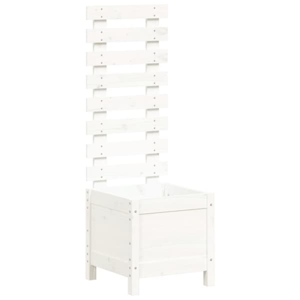 vidaXL Hageplantekasse med stativ hvit 39x39,5x114 cm heltre furu