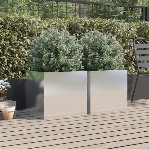 vidaXL Plantekasser 2 stk sølv 49x47x46 cm rustfritt stål