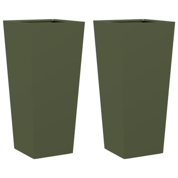 vidaXL Plantekasser 2 stk olivengrønn 35x35x75 cm stål