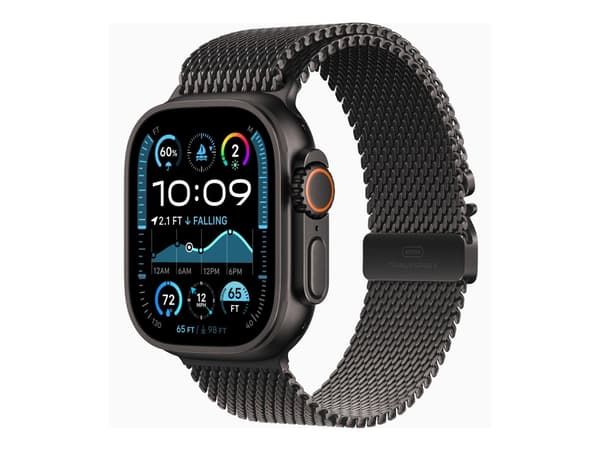 Apple Watch Ultra 2 - 49 mm - svart titan - smart klocka med milanesisk loop - bandstorlek: S - 64 GB - LTE, Wi-Fi 4, UWB, Bluetooth - 4G - 61.8 g