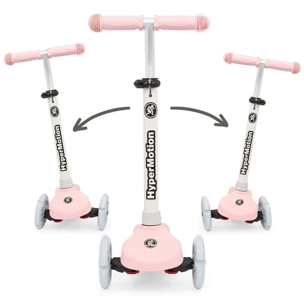 HyperMotion trehjulet løbehjul til børn 3-8 år, TRINGO, skridsikker, justerbar løbehjul til piger, drenge 3+, max. Bæreevne 50 kg, Pink