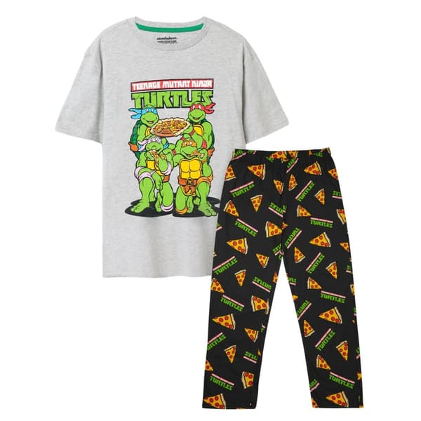 Teenage Mutant Ninja Turtles Mens Logo Pyjama Set Black/Grey XXL
