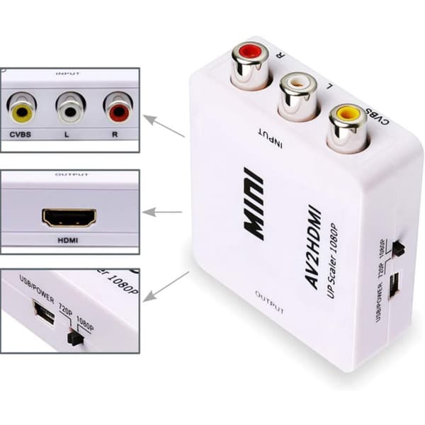 RCA til HDMI Konverter Nintendo & Sony Konsoller Hvid