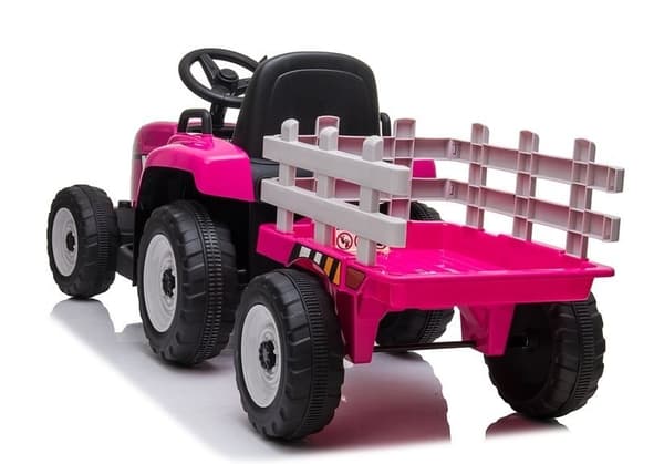 El-traktor med trailer - pink
