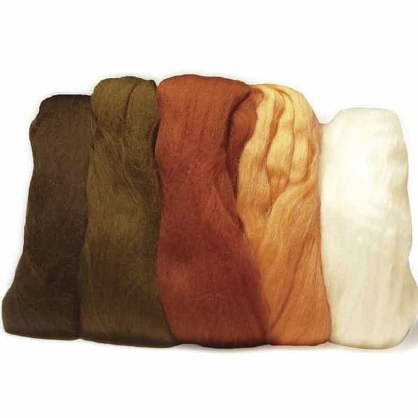 Merinoull - Rayher Hobby - 5364900 - Förpackning med 5 färger - 10 g - Brun