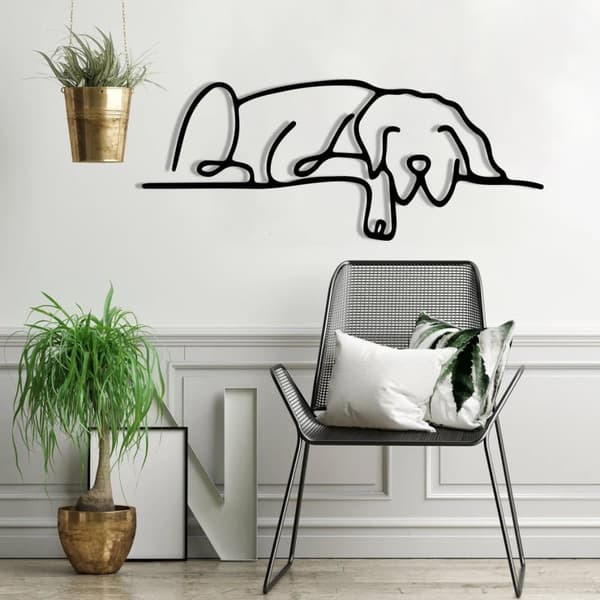 Järnväggkonst Hund - Minimalistisk Väggdekoration för Hundälskare | Djurmotiv i Metall | Present till Hundmamma | Husdjursinredning