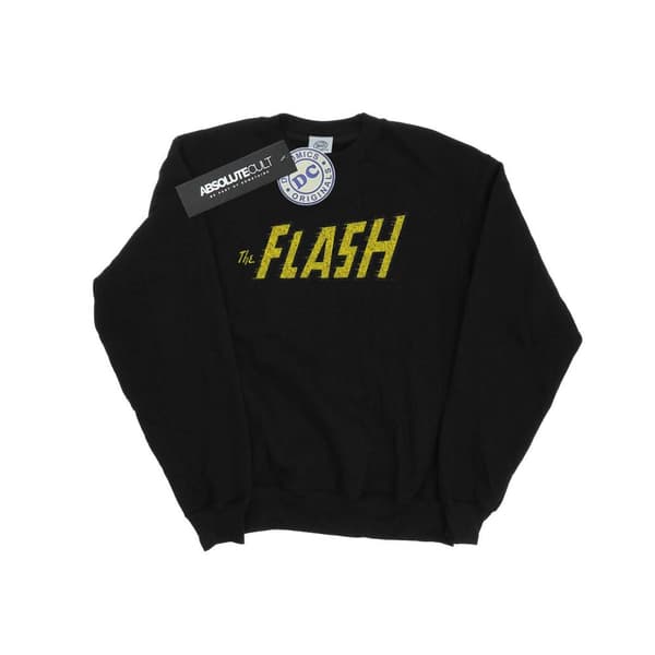 DC Comics Mens Flash Crackle Logo Sweatshirt Black XL