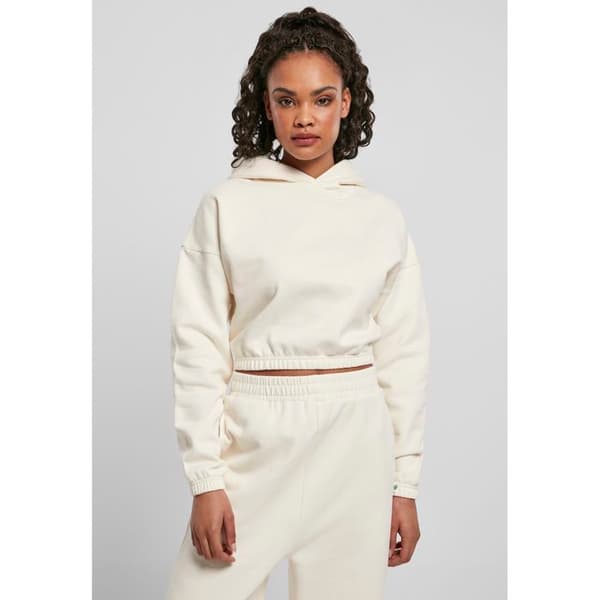 Huvtröja - Urban Classics - Kort oversized - Borstad fleece - Beige - Dam