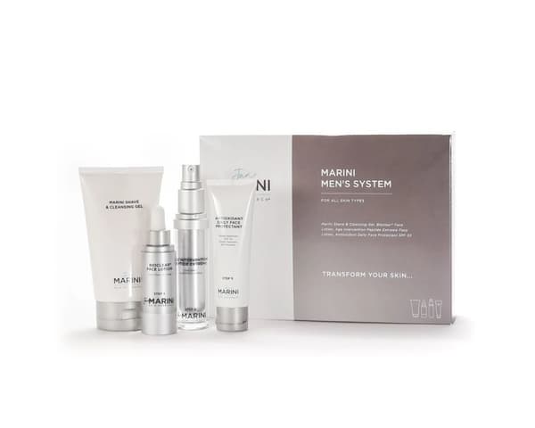 Jan Marini® Men's System: Parranajo- ja puhdistusgeeli, Bioclear-voide, Age Intervention peptide extreme,Antioksidantti päivittäinen kasvonsuoja SPF33